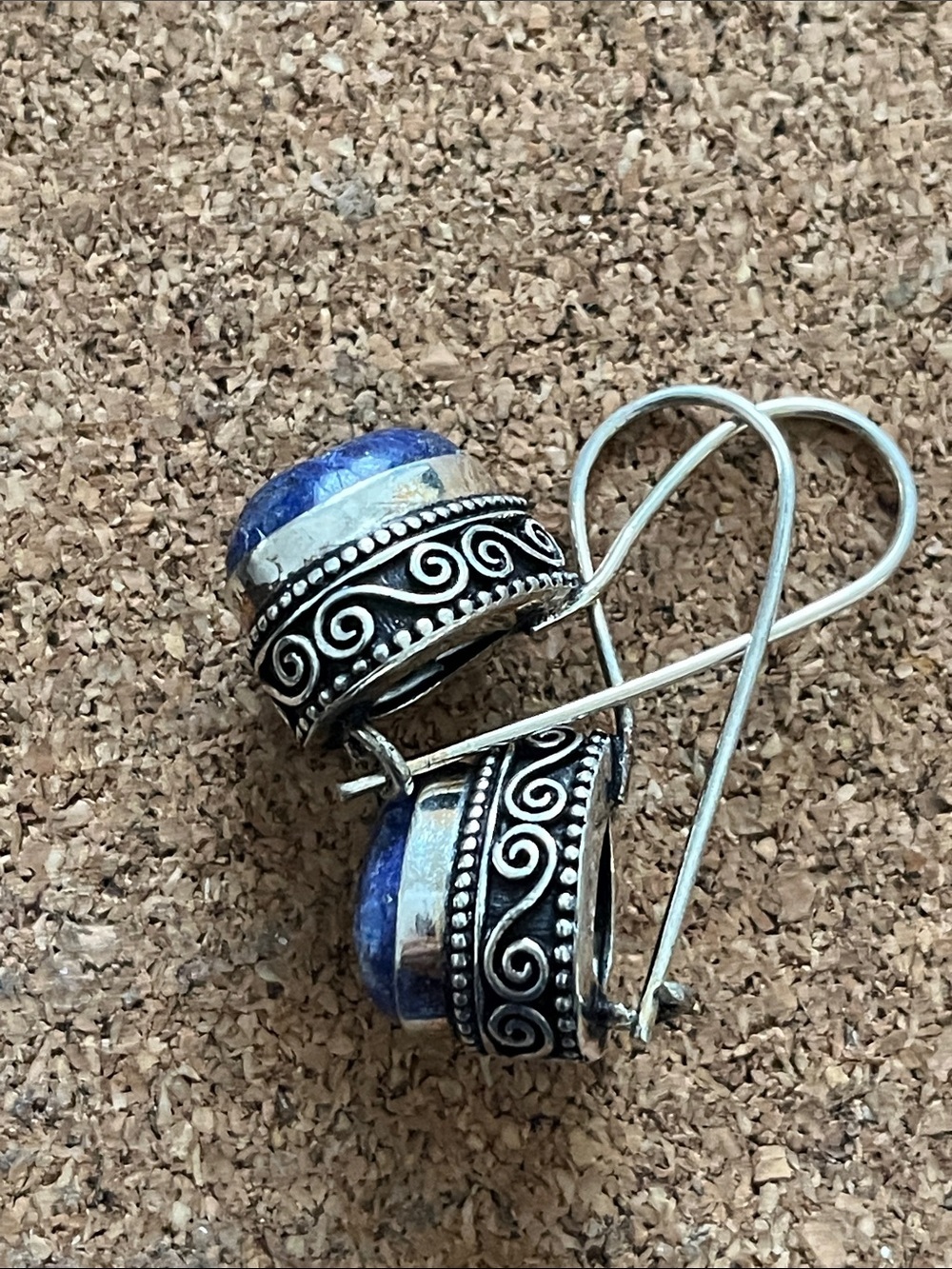 Silver Teardrop Lapis-lazuli Drop Earrings - Blue NWT - Picture 2 of 2